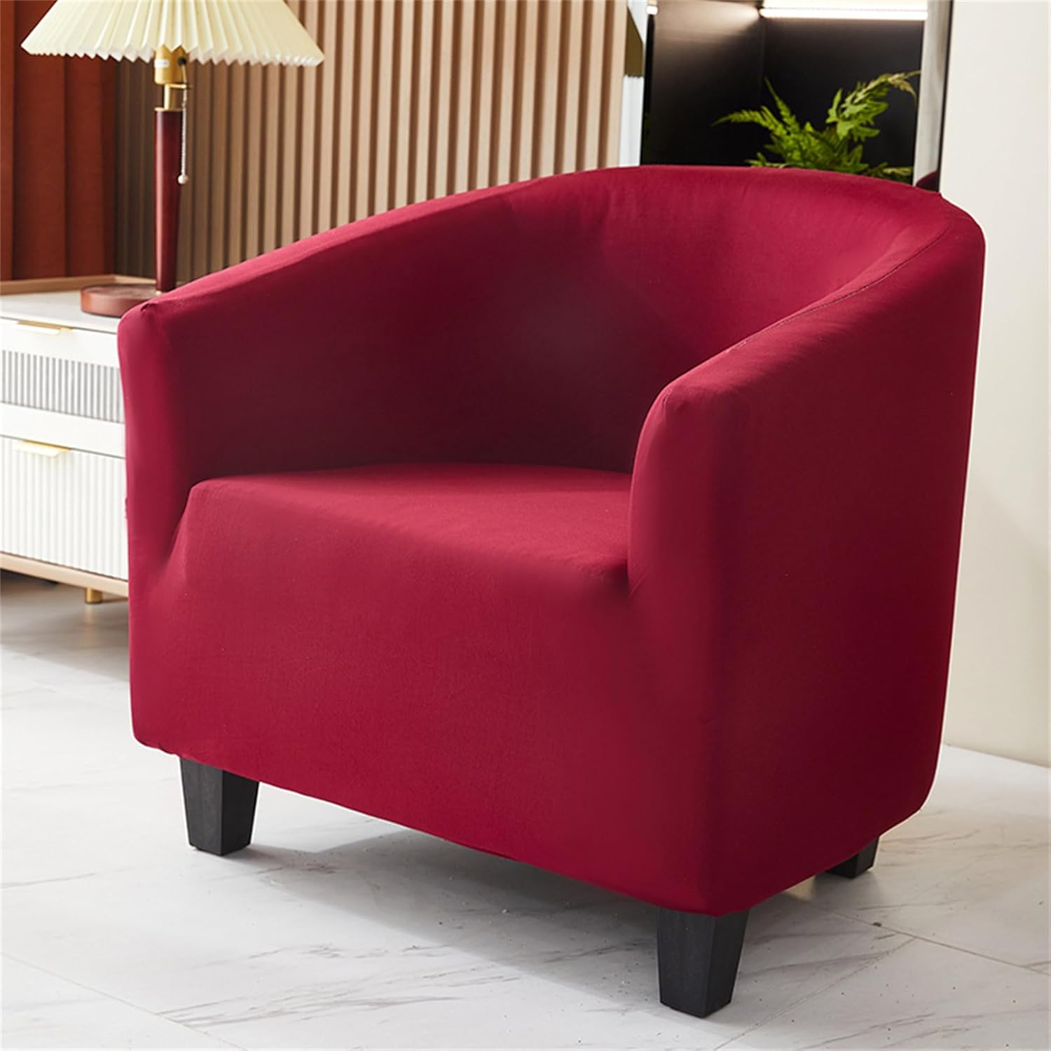 Pokrowiec na fotel osobowy czerwony rozciągliwy z możliwością prania na fotel klubowy kabriolet ochraniacz typu Tub Chair jednolity modny kolor