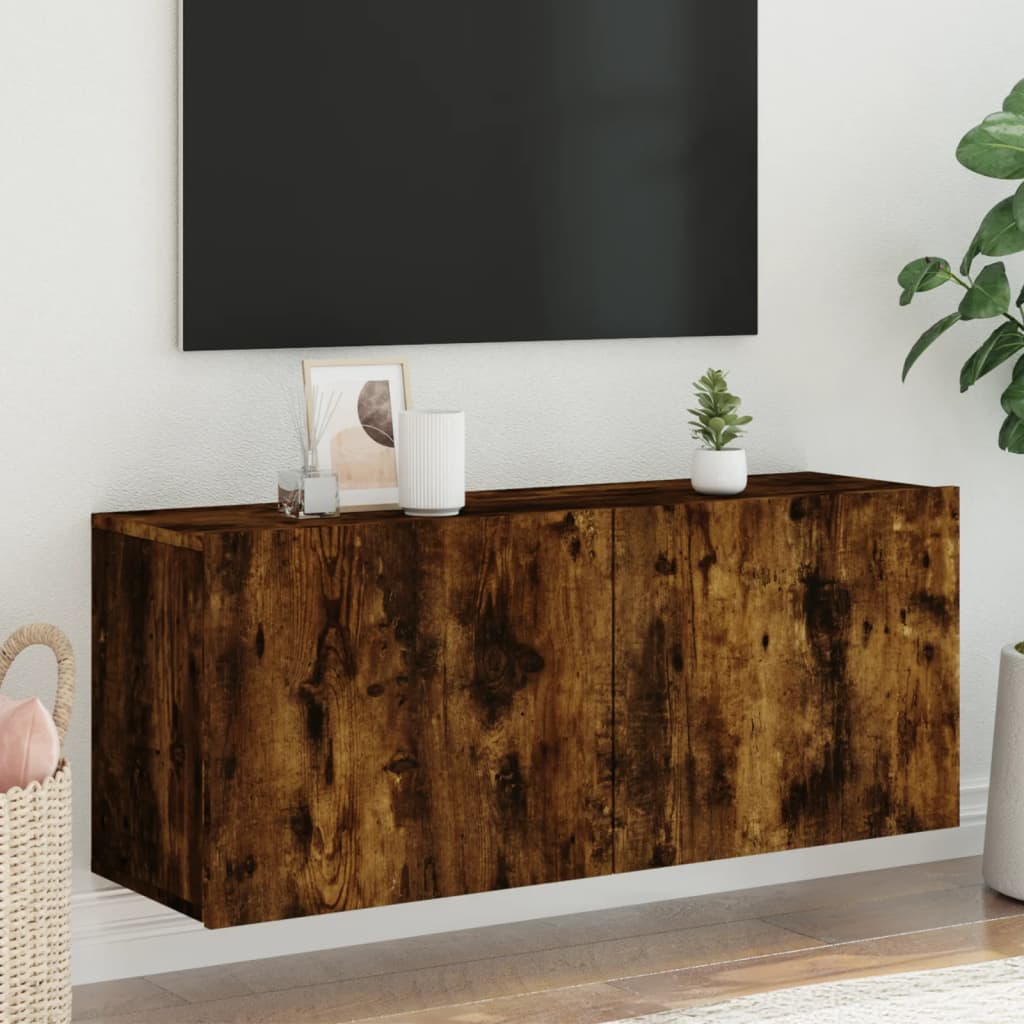 vidaXL Szafka telewizor, ścienna, przydymiony dąb, 100x30x41 cm