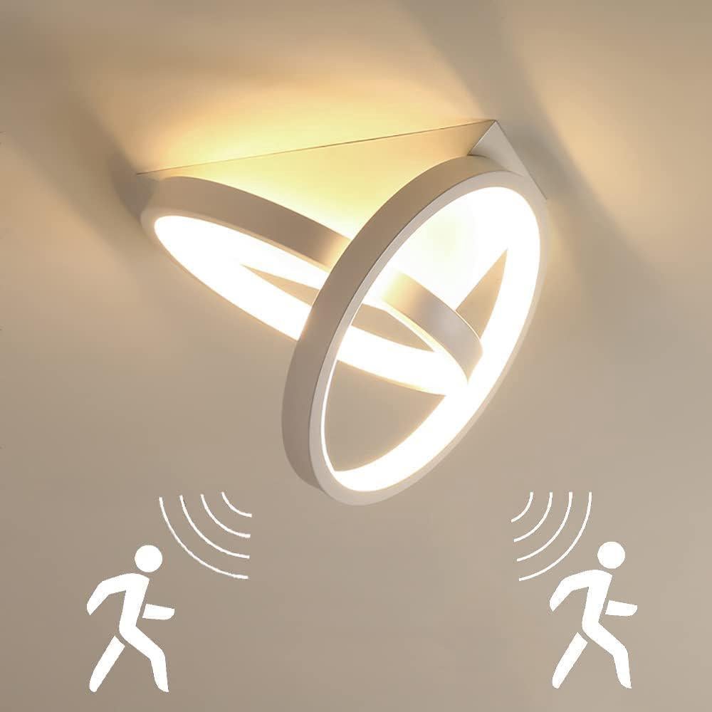 Lampa sufitowa LED 26W z czujnikiem ruchu, odpowiednia do korytarza, salonu i balkonu, biała, światło białe (3000k)