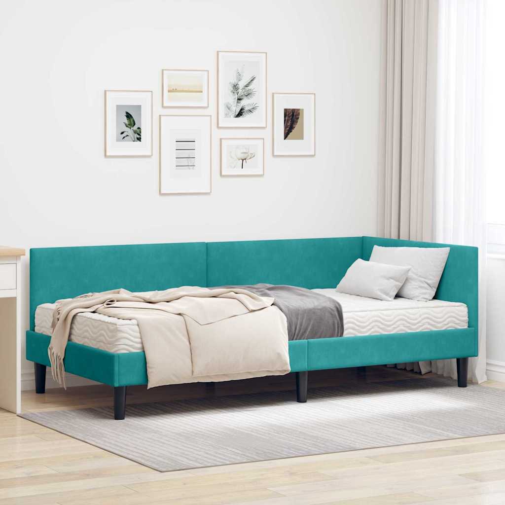Rama Łóżka Narożnego z Materacem Inny 2 pcs Turkusowy Aksamit vidaXL