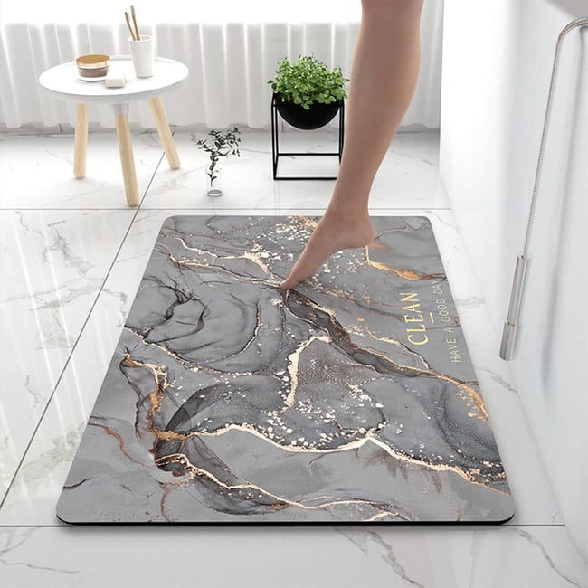 Chłonna mata łazienkowa z ziemią okrzemkową, mata antypoślizgowa, szybkoschnąca mata łazienkowa (40 × 60 cm)