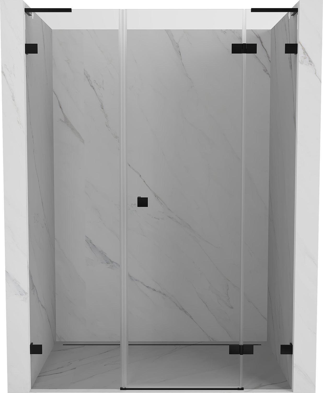 Mexen Lunar L drzwi prysznicowe uchylne prawe 130 cm, transparent, czarne - 834SL-130-050-70-00-P