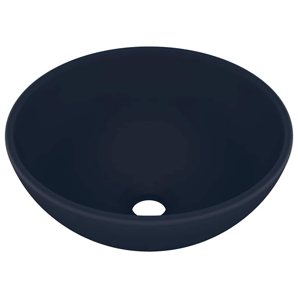 Umywalka Nablatowa Ceramiczna Okrągła Granatowa Matowa do Łazienki