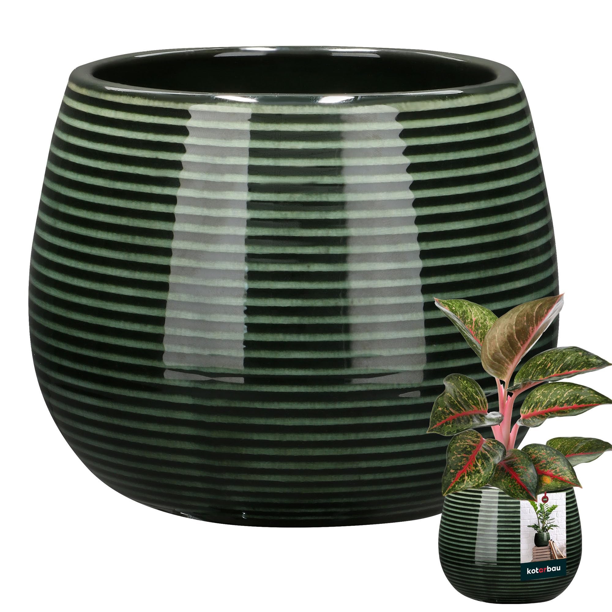 Donica osłonka doniczka okrągła ceramiczna 12cm ryflowana na kwiaty rośliny - KOTARBAU