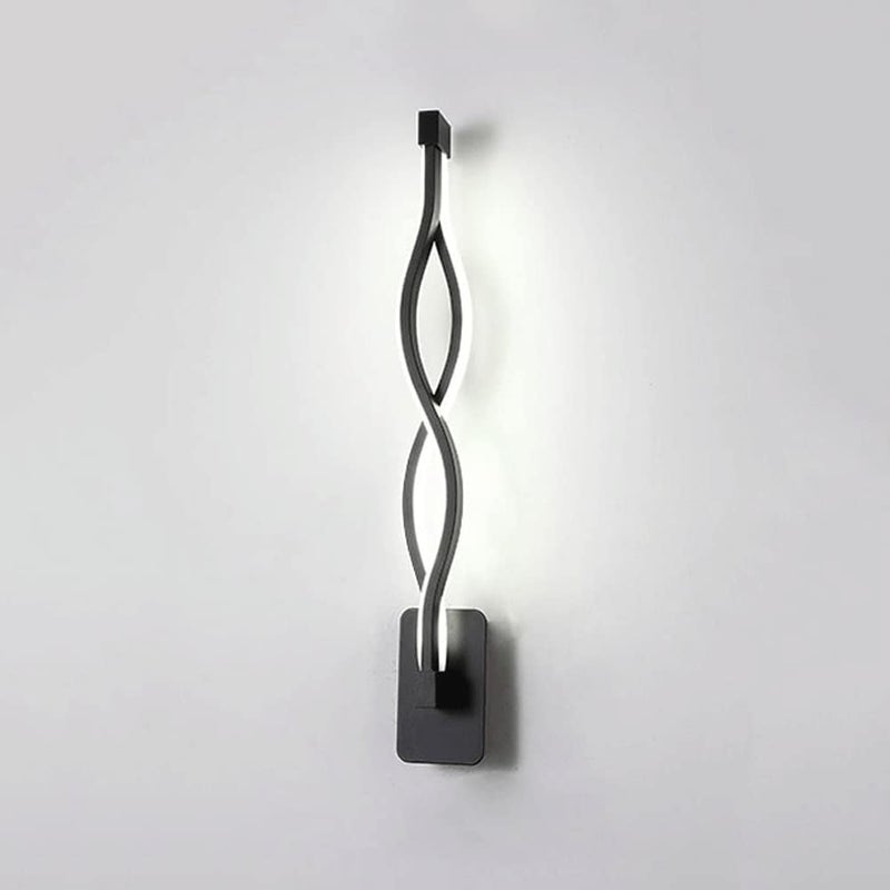 Kinkiet Creative Wave z aluminium i metalu, nowoczesna lampka nocna LED, czarny