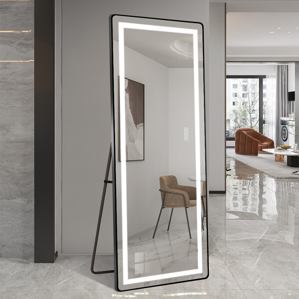 Luster pełnowymiarowy pionowy LED 163×54 cm z oświetleniem, podłogowe oświetlone z podporą, na ścianę z regulowaną jasnością