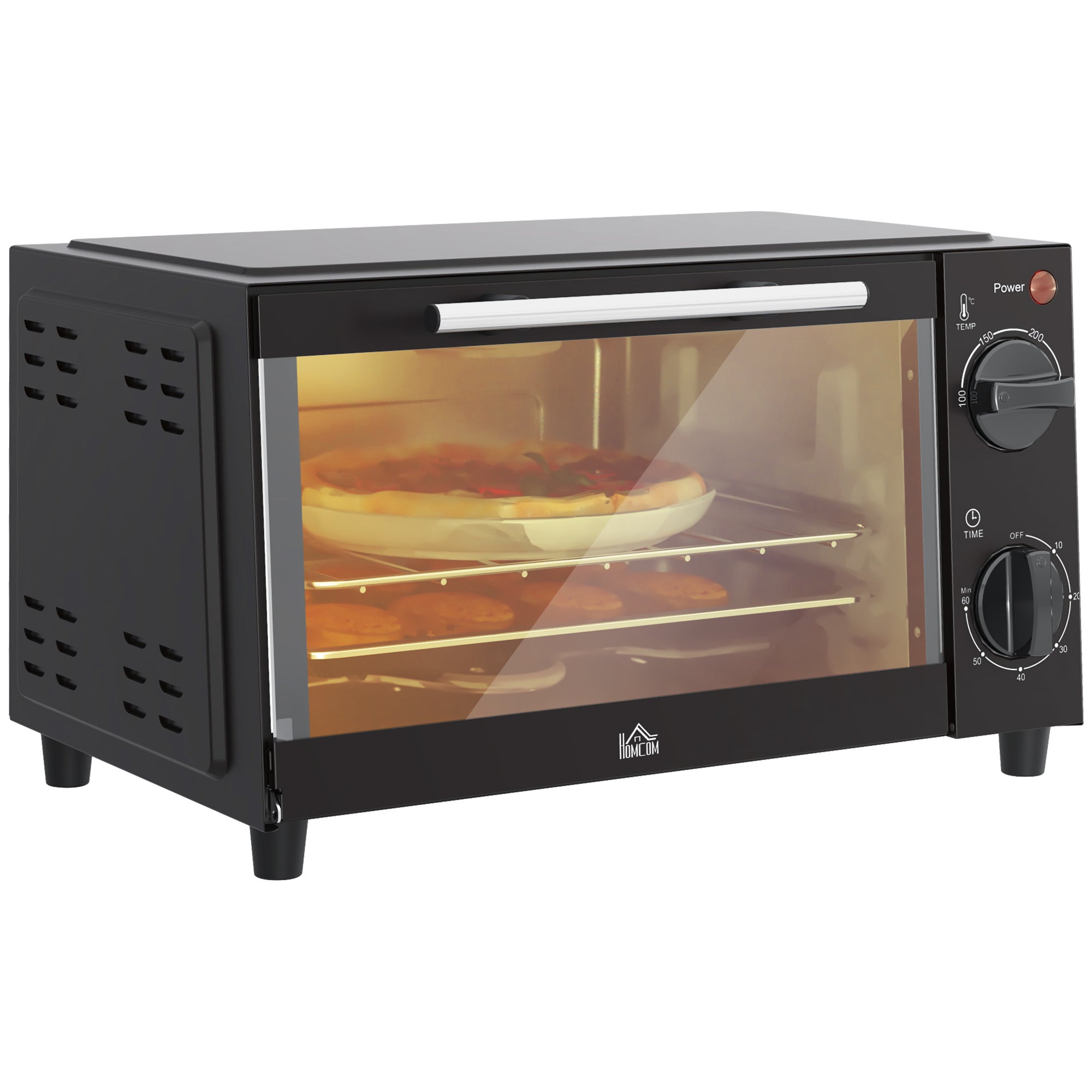 Mini piekarnik elektryczny 9L, blatowy, elektryczny, 750 W, z regulowanym timerem temperatury, 35 x 24,6 x 20 cm, czarny