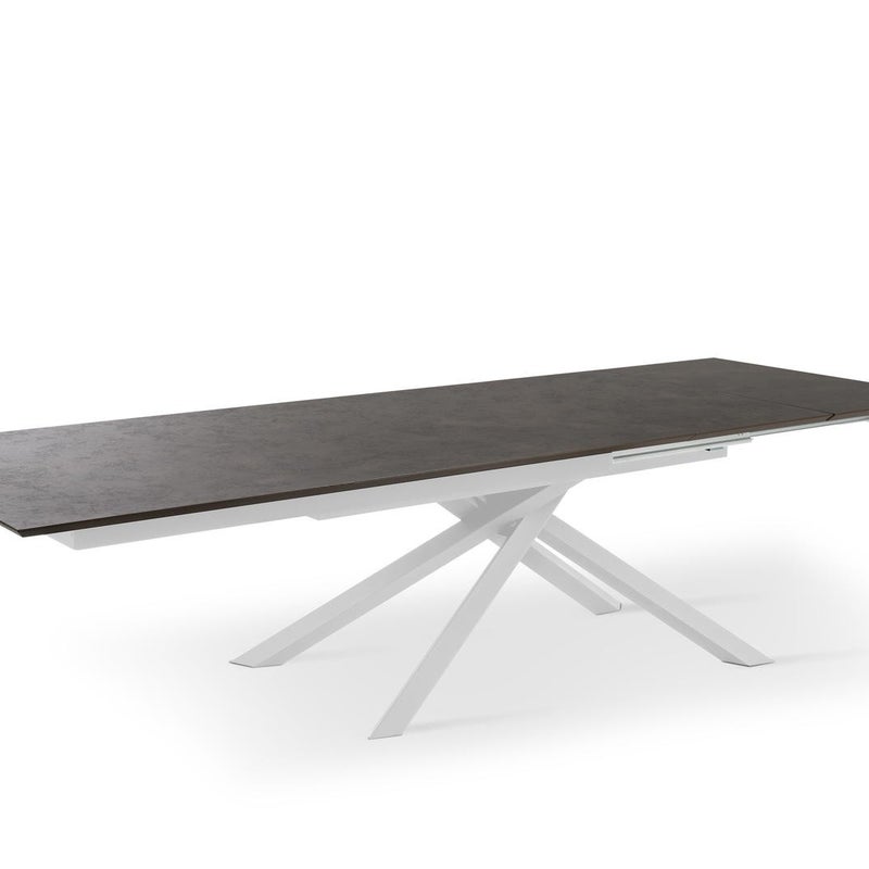 Table extensible avec plateau rouille et pieds blancs 170/270x90x76h cm