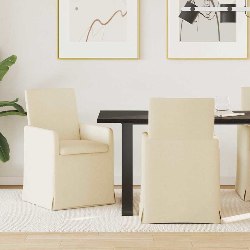 Krzesła jadalne 2 pcs Kremowy 57 x 67 x 95 cm tkanina vidaXL