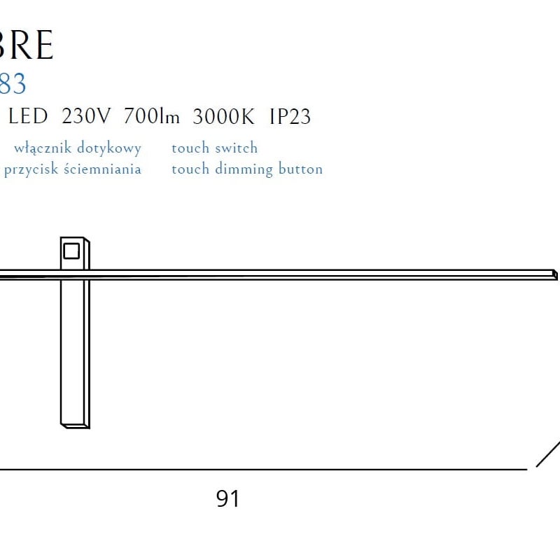 Kinkiet ścienny czarny industrialny metalowy pręt 91 cm SABRE LED 10W W0283 Maxlight