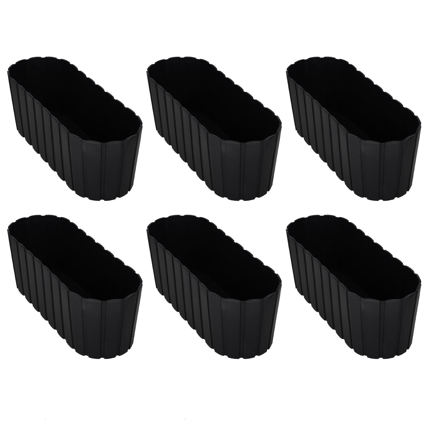 6 szt. Doniczka Skrzynka Balkonowa - 40 x 13 x 13 cm - Skrzynia Plastikowa na Kwiatki - Donica Owalna na Balkon - Rustykalna - Antracyt KOTARBAU