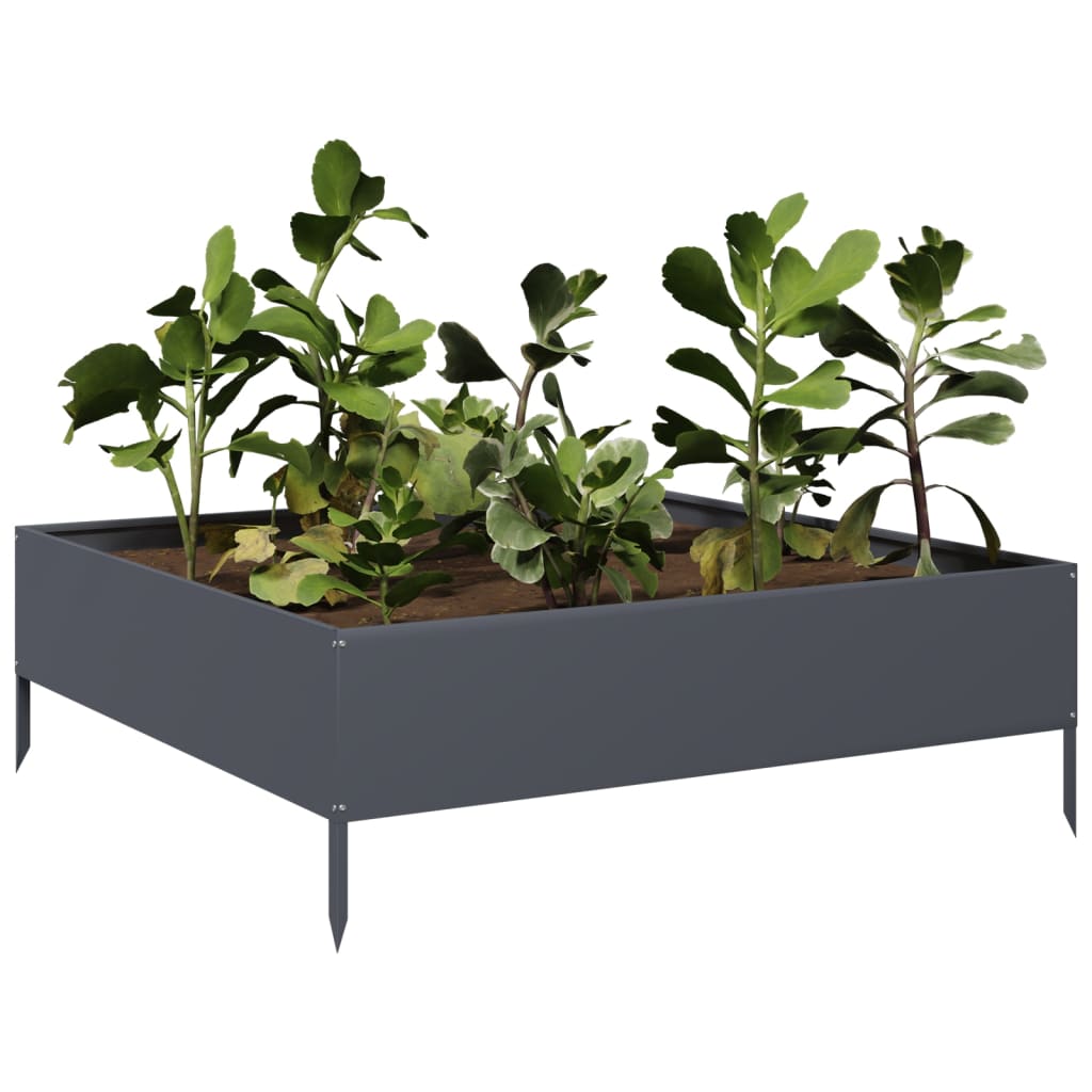 Podwyższona donica, antracytowa, 100x100x33,5 cm, stal