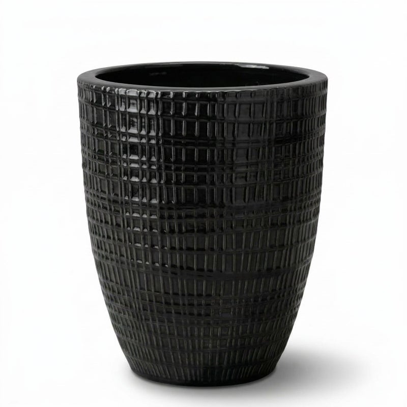 Donica ceramiczna Provencelia VERNE Czarny, sred.32 x H40 cm, mrozoodporna, rękodzieło, szkliwiona