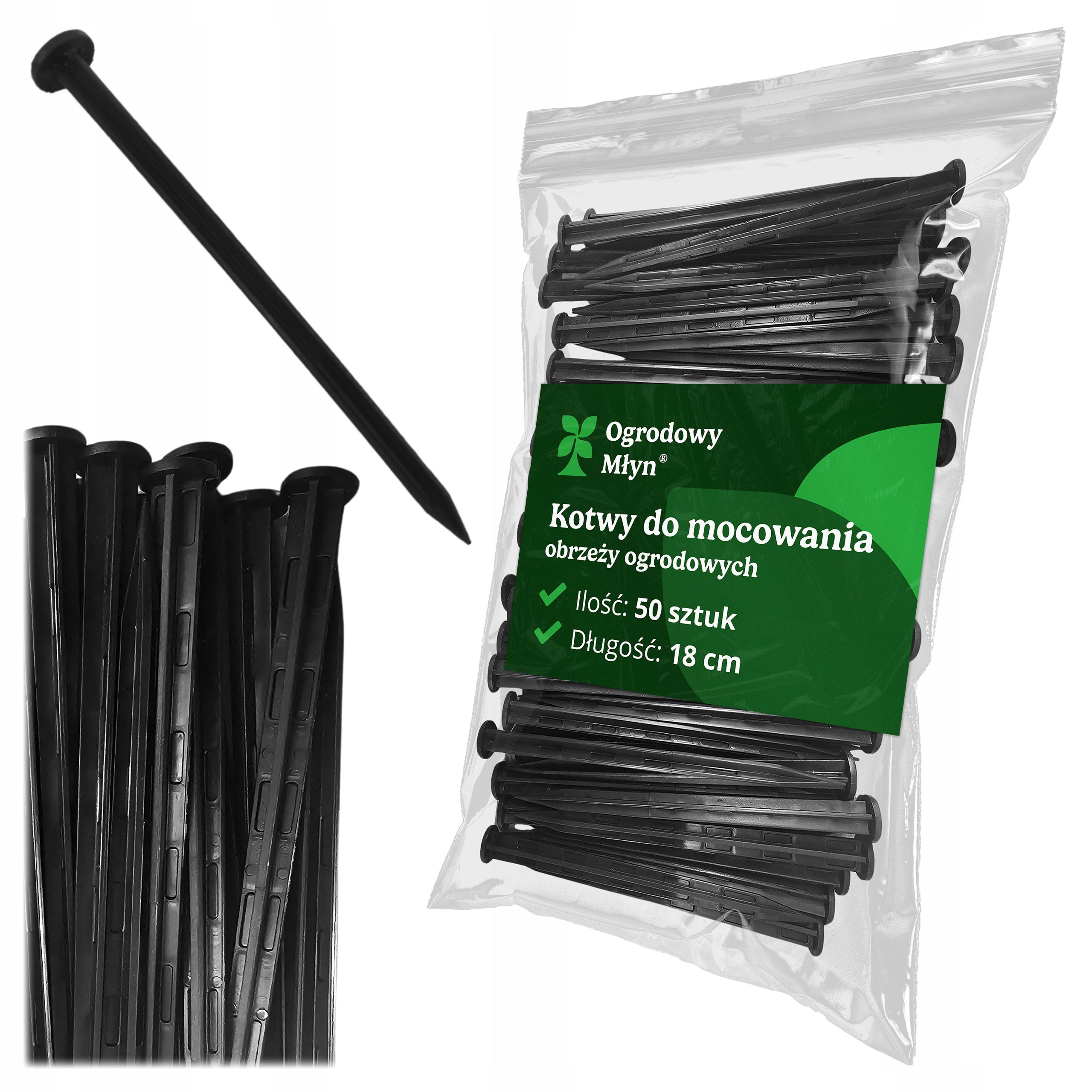 Kotwy szpilki do obrzeża trawnikowego Twarda Uniwersalna 18cm 50 sztuk Ogrodowy Młyn