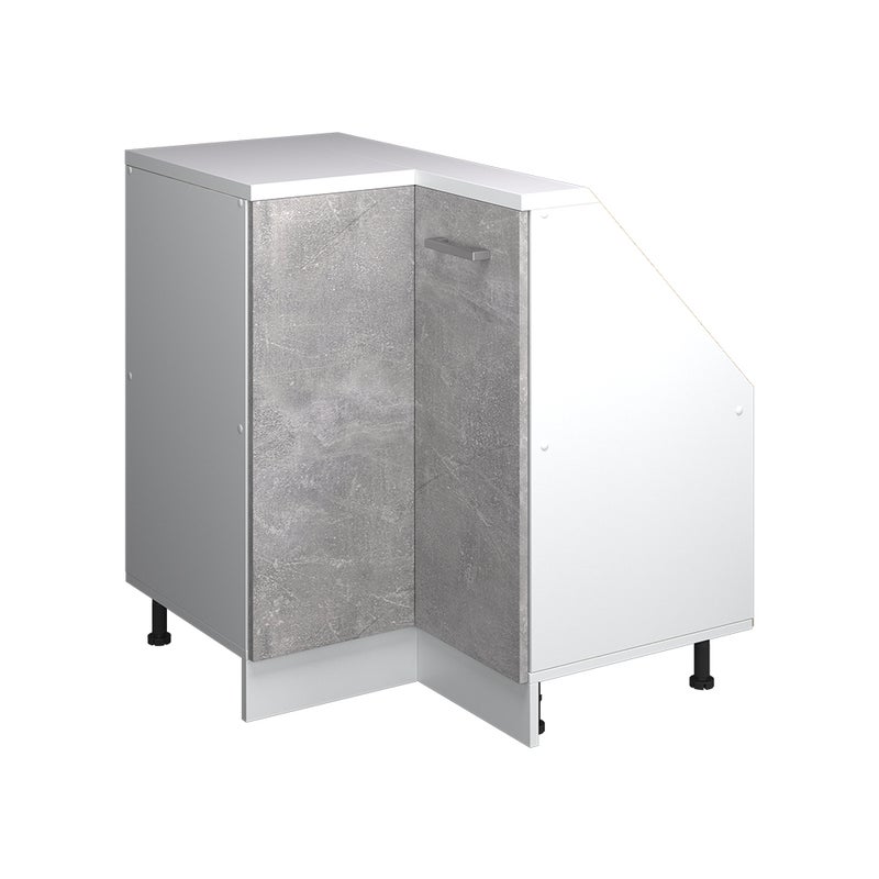 Vicco Szafa skosna Szafka narożna Rion, Beton/Biały, 75.6 x 81.6 cm z 1 drzwiami