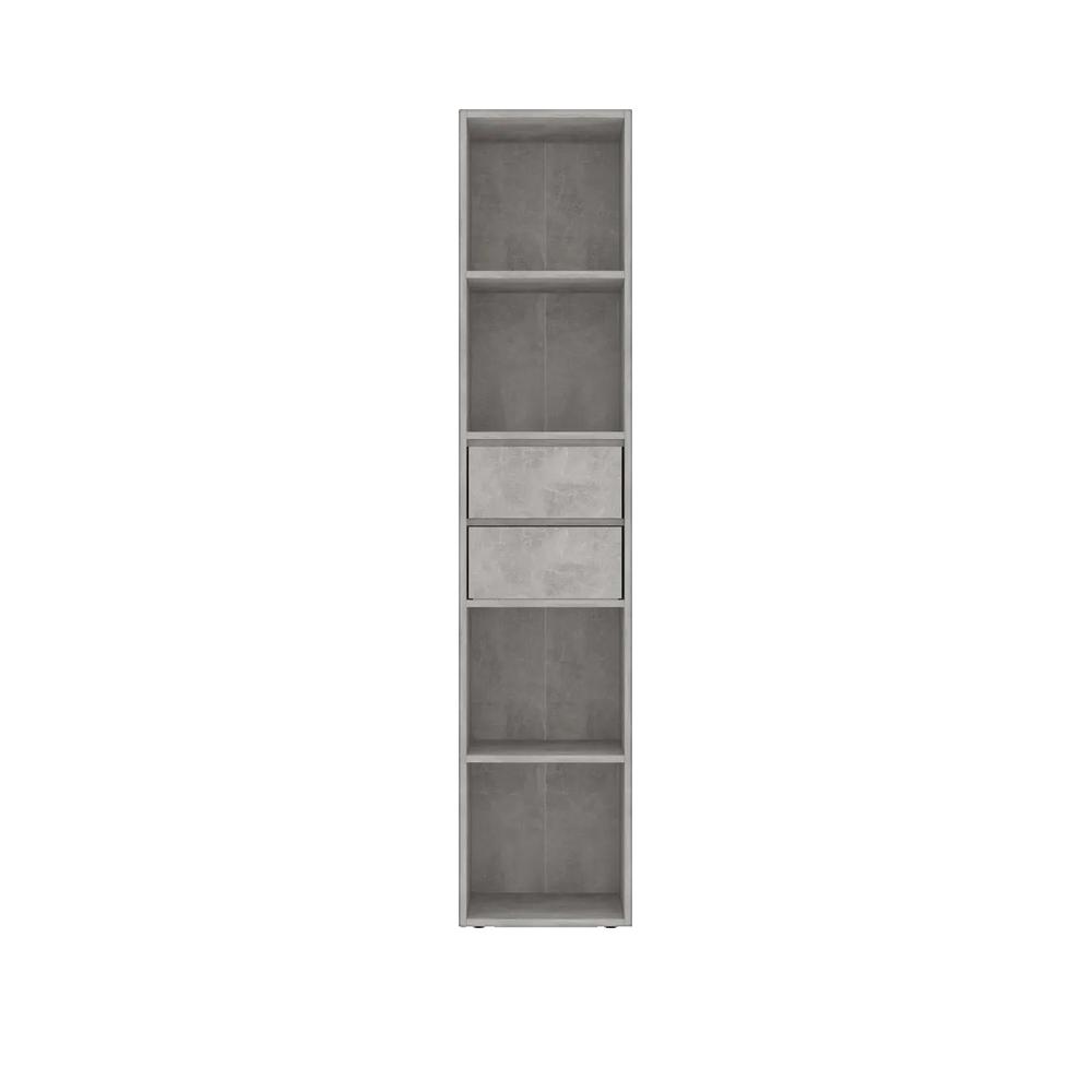 Biblioteczka vidaXL Drewno inżynieryjne Betonowy szary, 4 półki, 2 szuflady