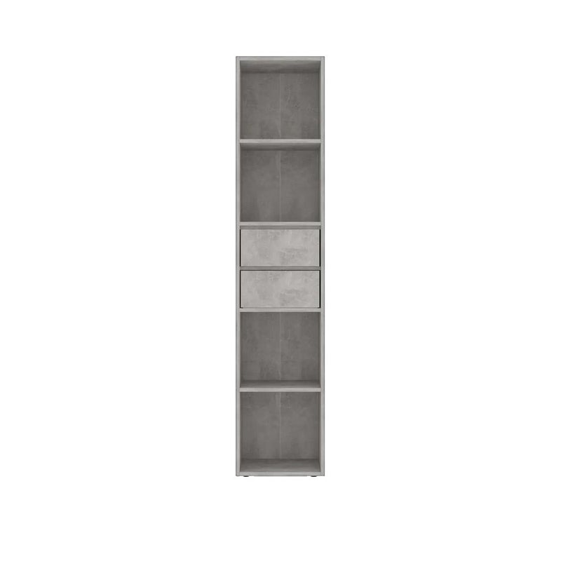 Biblioteczka vidaXL Drewno inżynieryjne Betonowy szary, 4 półki, 2 szuflady