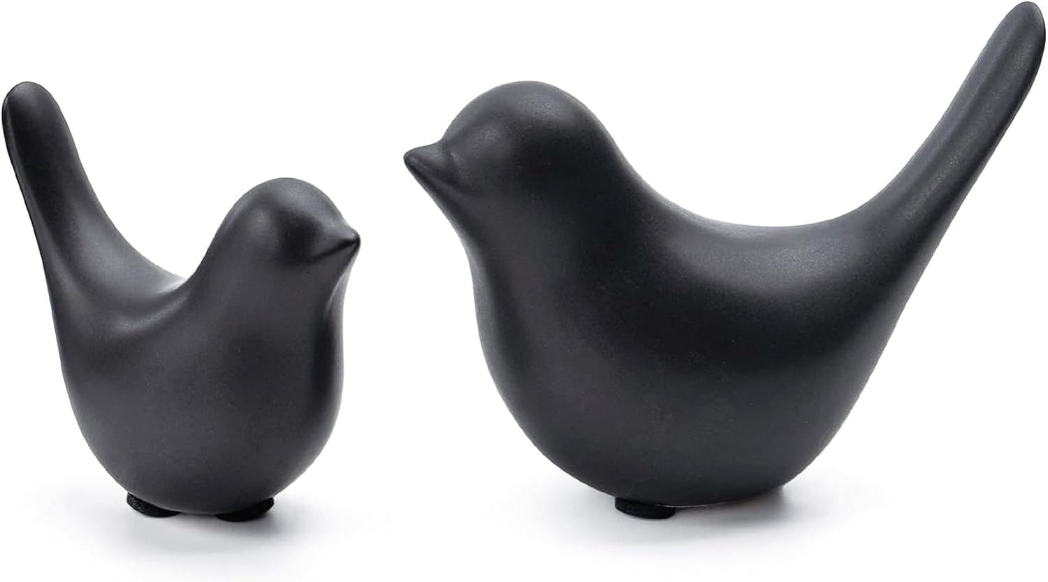 Zestaw 2 nowoczesnych ceramicznych figurek ptaków do ogrodu, domu i biura, czarny