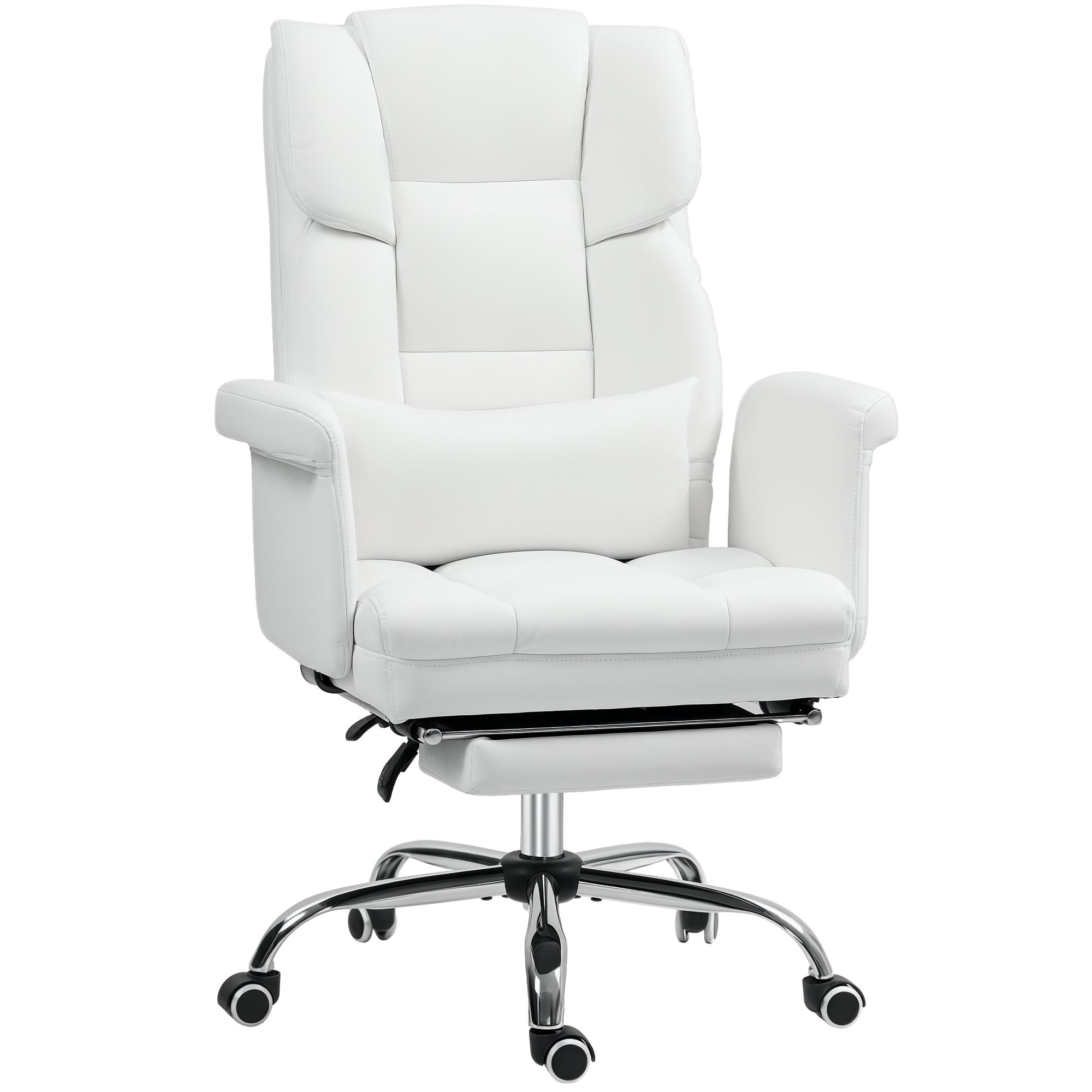 Fotel biurowy ergonomiczny, regulowany na wysokość 48-56 cm, odchylane oparcie, podnóżek, biały