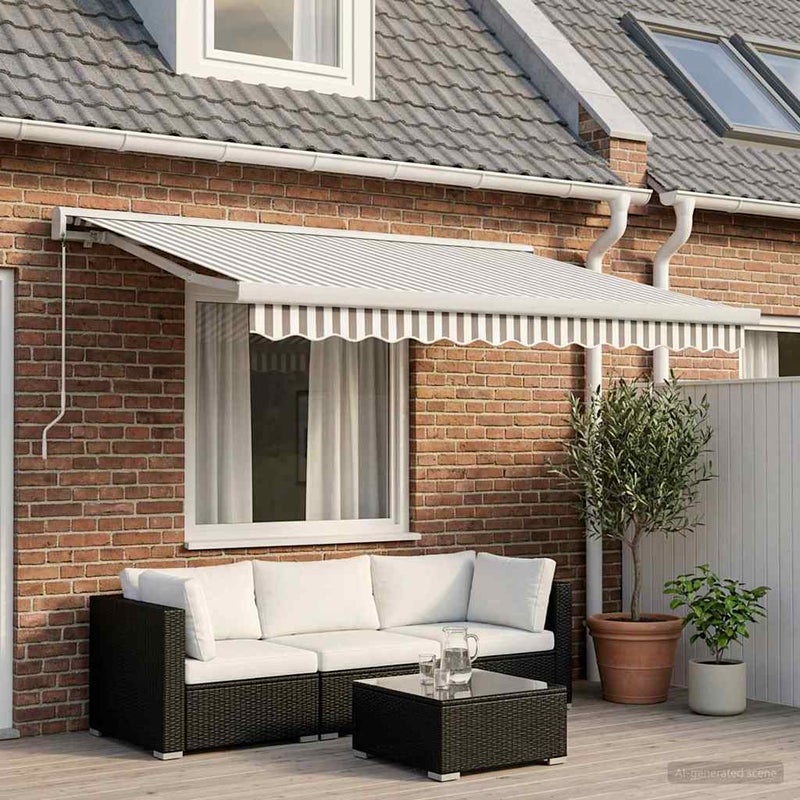 Markiza wysuwana Jasnoszary i biały. 300 x 250 cm vidaXL