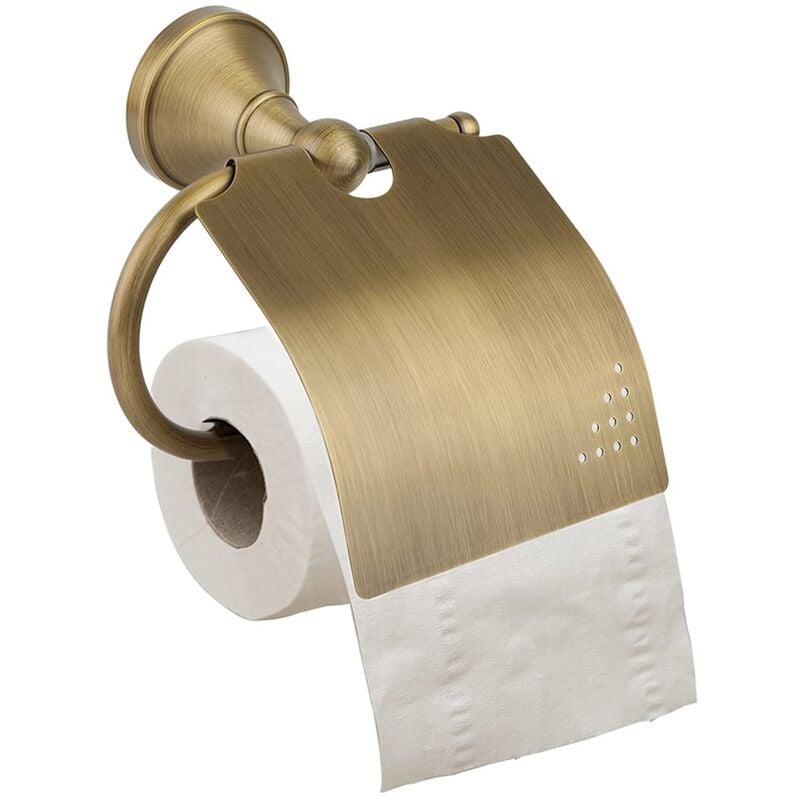 Uchwyt na papier toaletowy w stylu retro, antyczny, mosiężny, montowany na ścianie, uchwyt na papier toaletowy z pokrywką