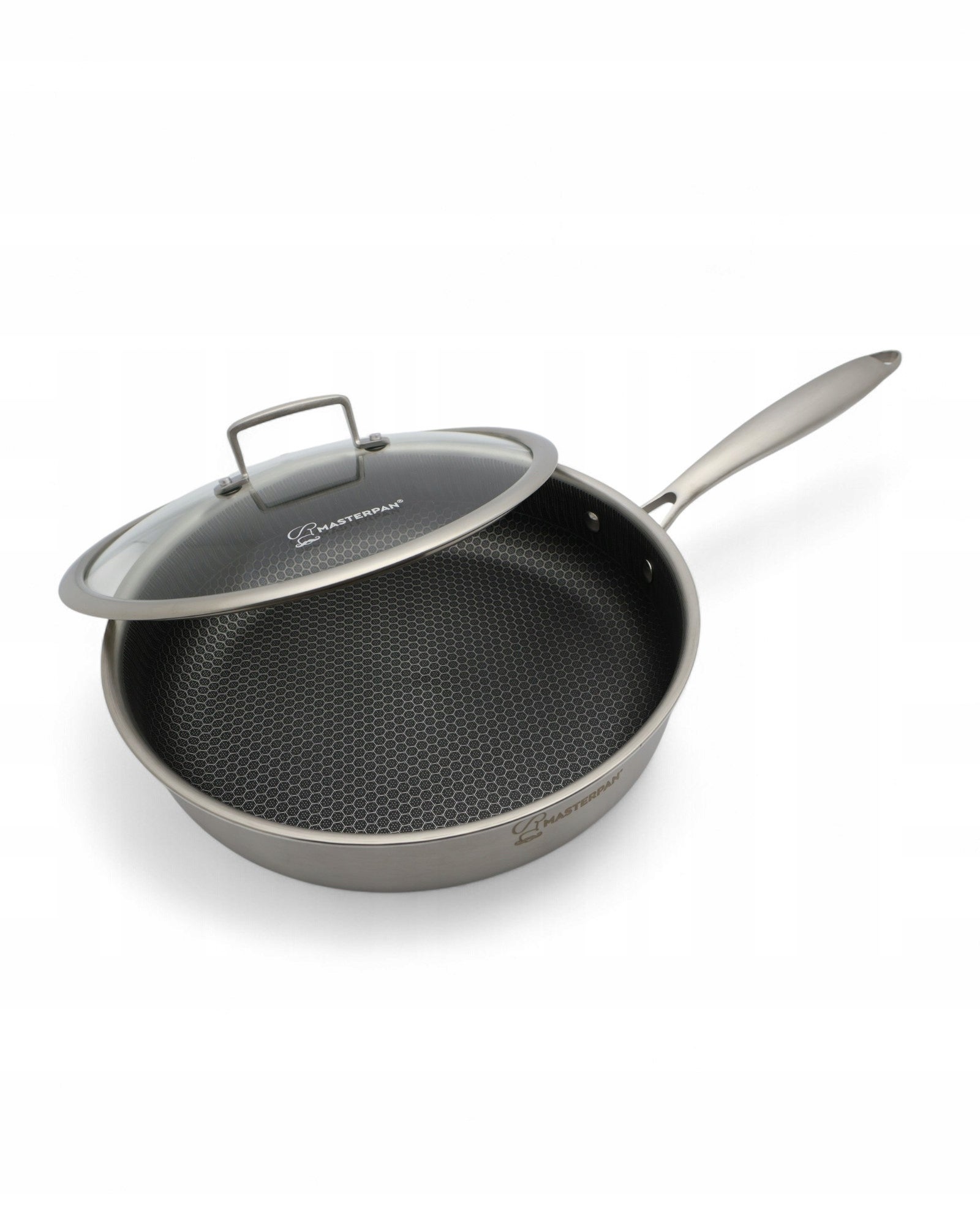Patelnia Stalowa MASTERPAN 24 cm z pokrywką INDUKCJA