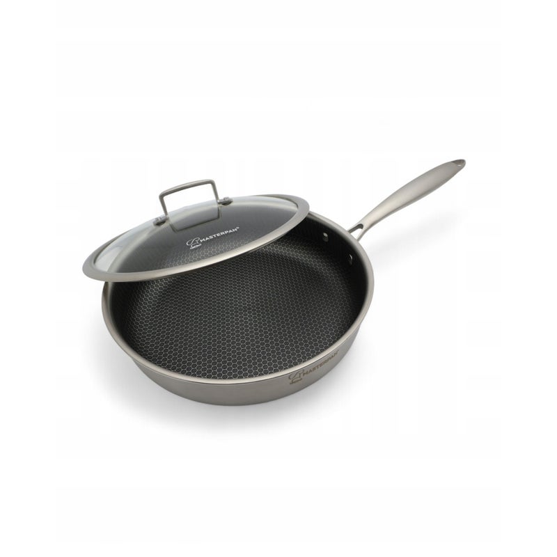 Patelnia Stalowa MASTERPAN 24 cm z pokrywką INDUKCJA