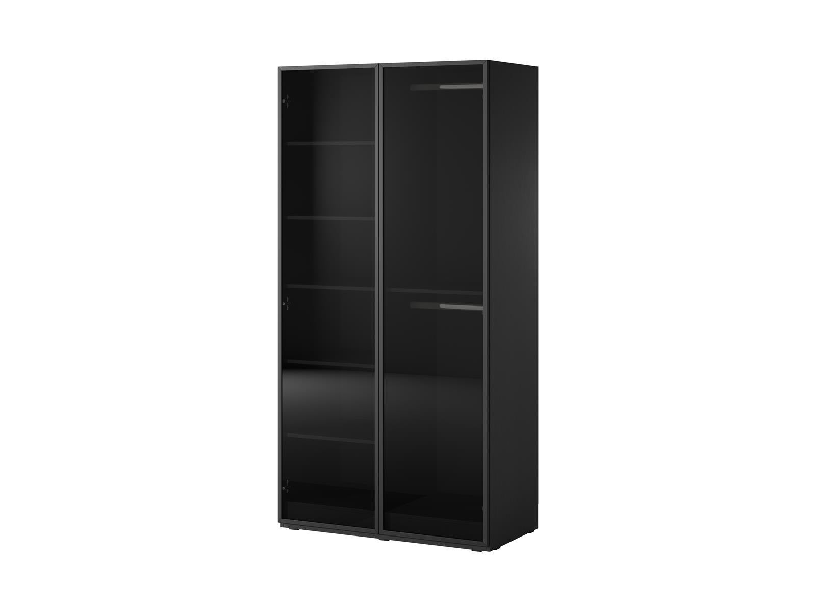 Szafa SANDBOX ANTISOL 100 cm z oświetleniem LED – szary grafit, przeszklony front, 6 półek, 2 drążki