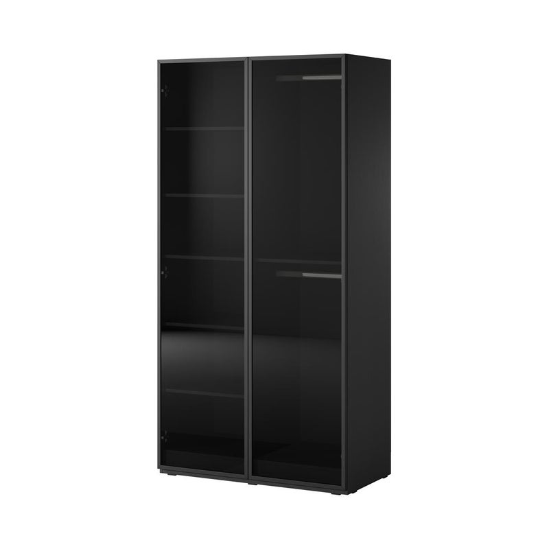Szafa SANDBOX ANTISOL 100 cm z oświetleniem LED – szary grafit, przeszklony front, 6 półek, 2 drążki