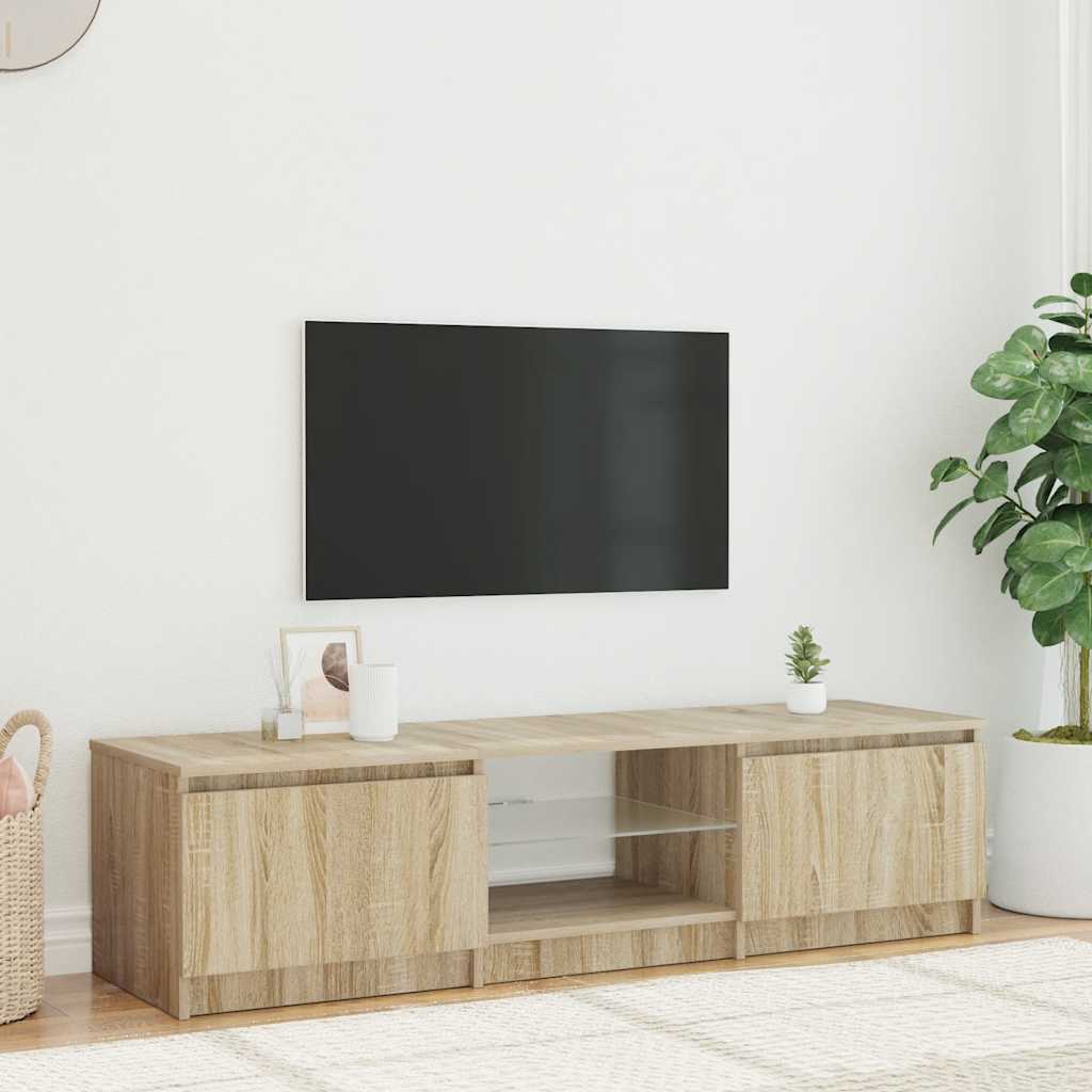 Szafka pod TV, z LED, przydymiony dąb, 140 x 40 x 36 cm vidaXL