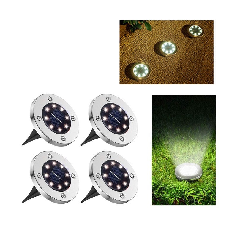 Zestaw 4 lamp solarnych LED do użytku zewnętrznego, wpuszczane reflektory solarne do alejek, patio, podwórek i piwnic