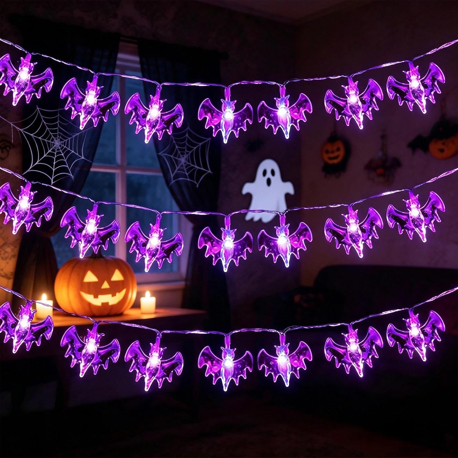 3m 20 diod LED, łysy łańcuch świetlny na Halloween, dekoracja na Halloween i jesień, zasilany bateriami, na Święto Dziękczynienia, Halloween