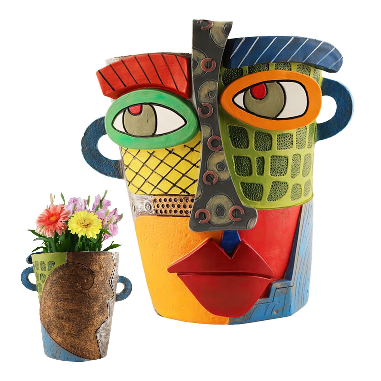 Kolorowa, abstrakcyjna, retro doniczka, doniczka na sukulenty, ozdoby z żywicy, antyczne ozdoby do doniczek 18,5*18*15 cm (A)