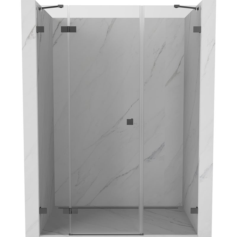 Mexen Lunar drzwi prysznicowe uchylne lewe 145 cm, transparent, gun metal - 834S-145-050-95-00-L