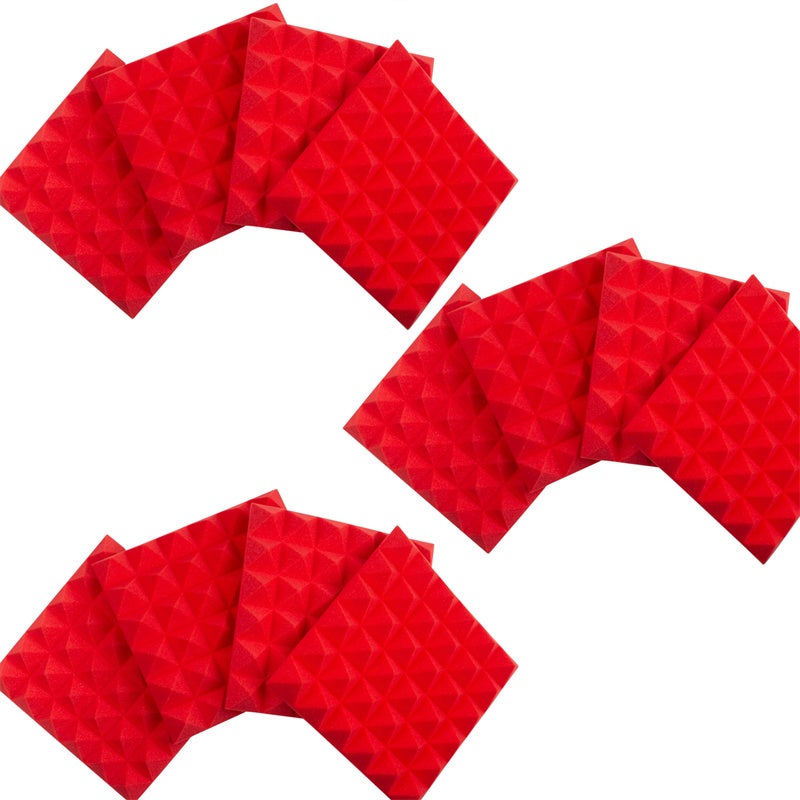 Panele akustyczne w kształcie piramidy z pianki o grubości 5 cm (30 x 30 cm), 12 paneli akustycznych, dźwiękoszczelne i ognioodporne panele ścienne