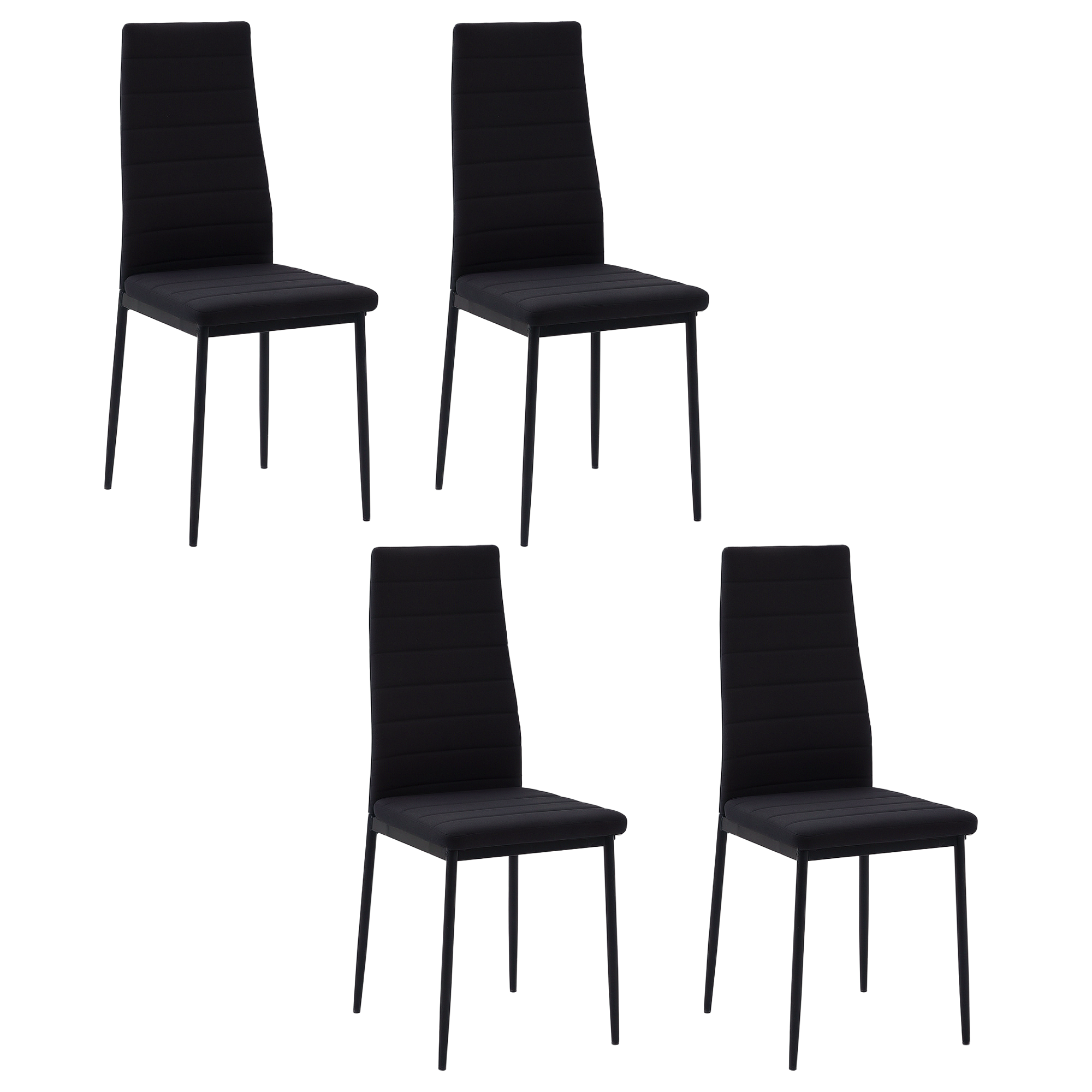 Zestaw 4 nowoczesnych krzeseł kuchennych tapicerowanych lnem z metalowymi nogami do salonu, nośność 120 kg, 41 x 50 x 97 cm, kolor czarny