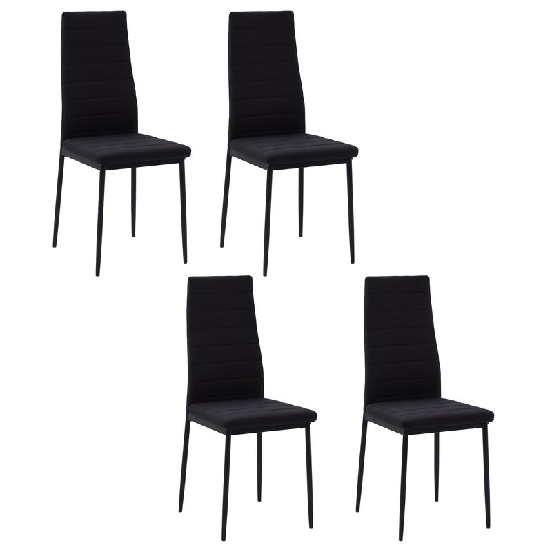 Zestaw 4 nowoczesnych krzeseł kuchennych tapicerowanych lnem z metalowymi nogami do salonu, nośność 120 kg, 41 x 50 x 97 cm, kolor czarny