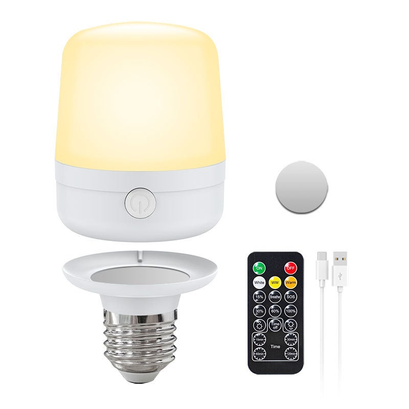 Akumulatorowa żarówka LED z pilotem, trzy temperatury barwowe, E27, ściemniania żarówka USB, wbudowana bateria, z timerem