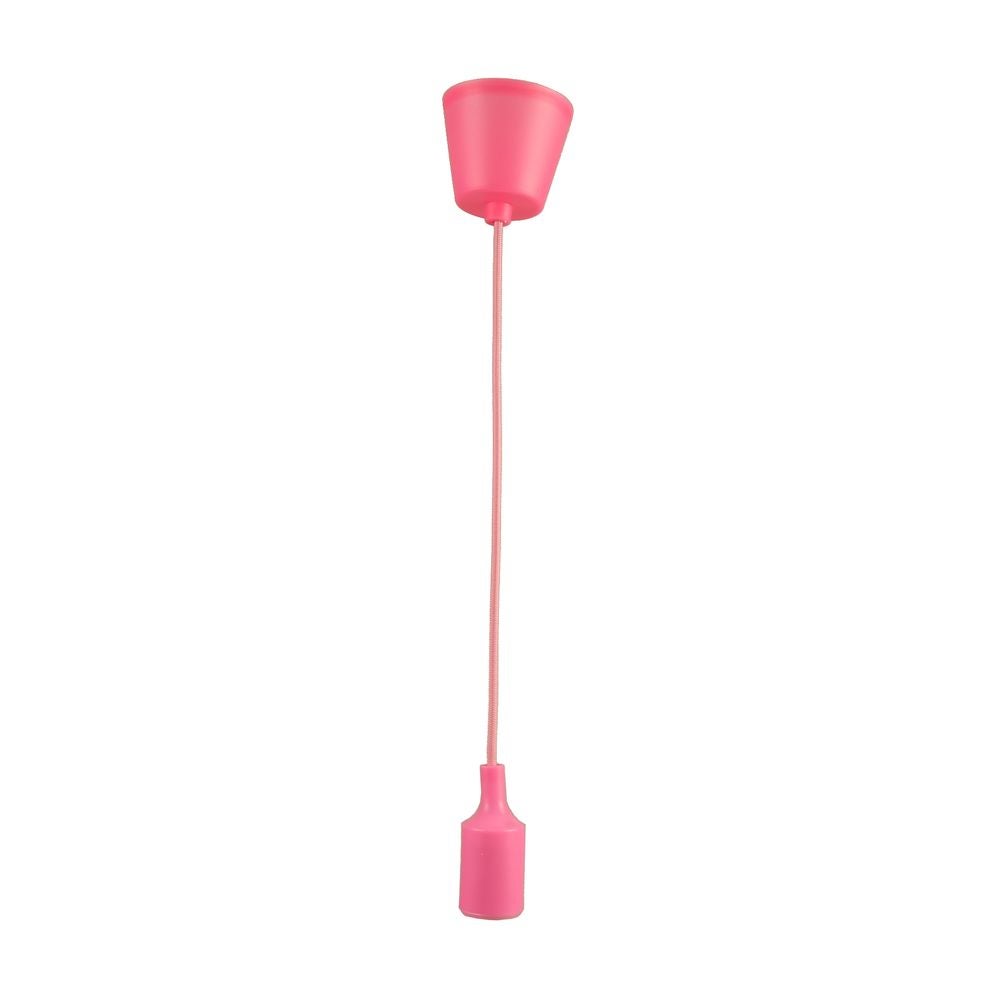 Podstawa lampy wiszącej, kabel i oprawka różowa E27