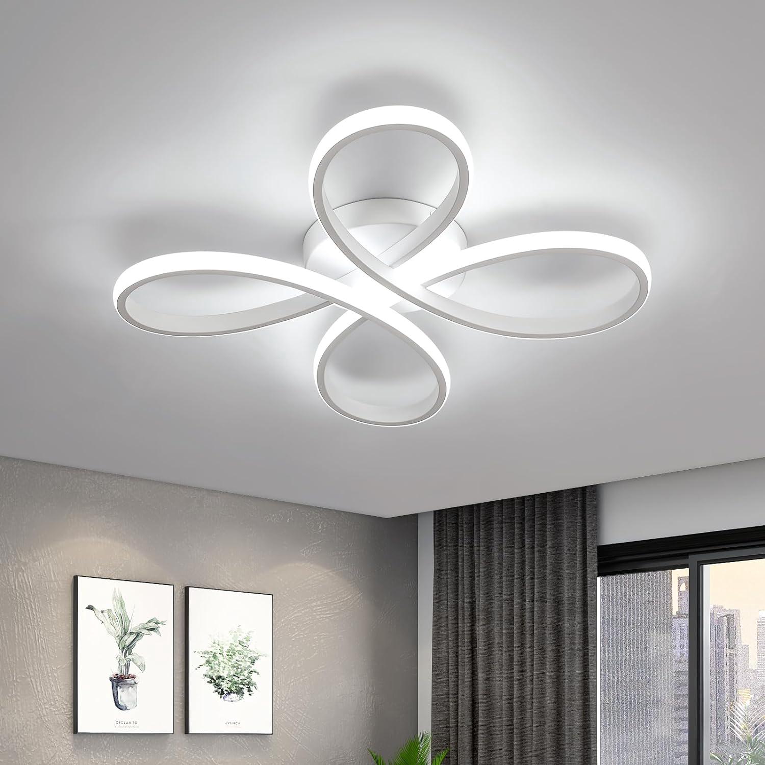 Lampa sufitowa LED 40 W, kreatywna lampa sufitowa w kształcie kwiatu, chłodne białe światło 6500 K, lampa sufitowa LED do sypialni i salonu