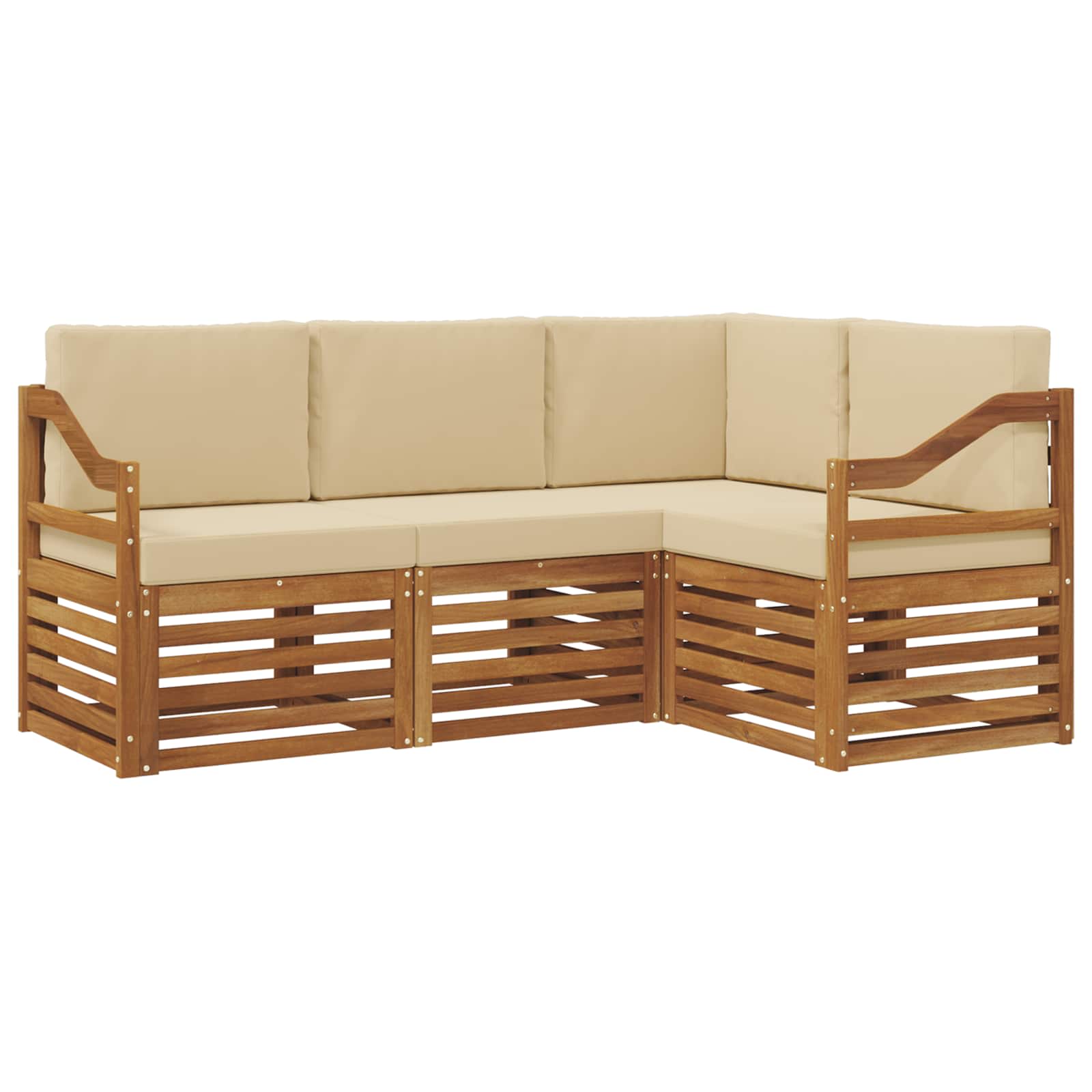 Zestawy sof 4 pcs Naturalny i Beżowy Lite Drewno Akacji