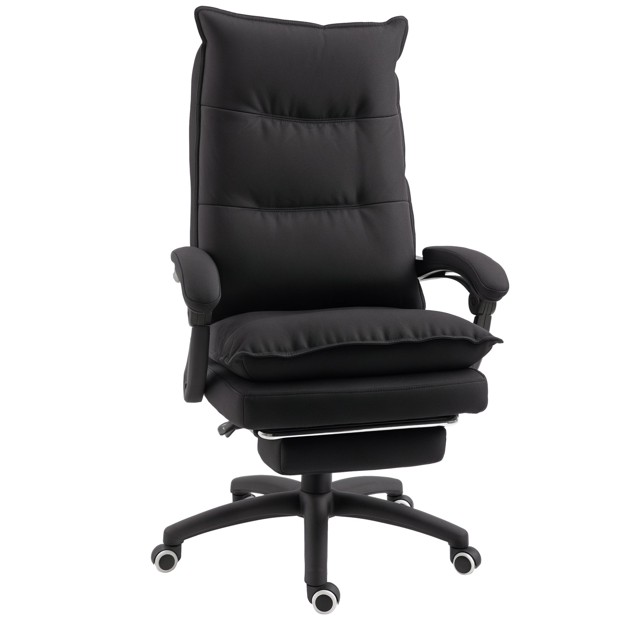 Fotel biurowy z funkcją masażu, ergonomiczny fotel biurowy z funkcją odchylania i obrotu, z podnóżkiem, czarny