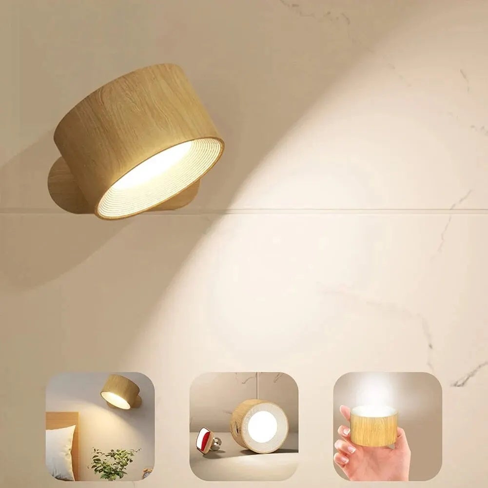 Lampy ścienne LED, 3 temperatury barwowe i 3 poziomy jasności Lampy ścienne, kula magnetyczna obracająca się o 360°, sterowanie dotykowe