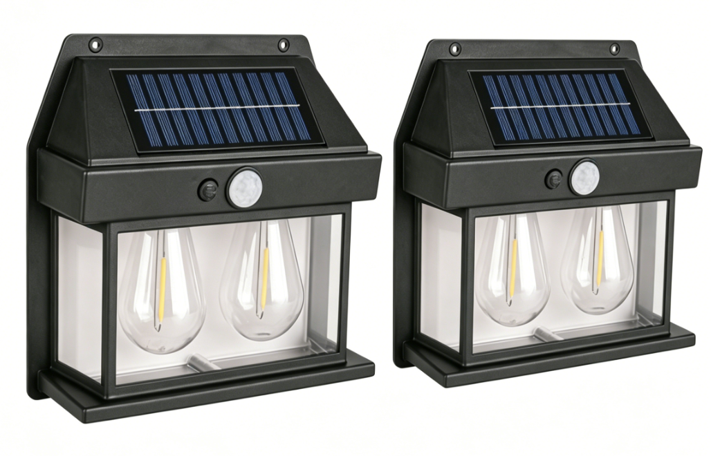 (2 sztuki) Solarna lampa ścienna zewnętrzna, lampa z czujnikiem ruchu, do użytku na zewnątrz, 3 tryby oświetlenia