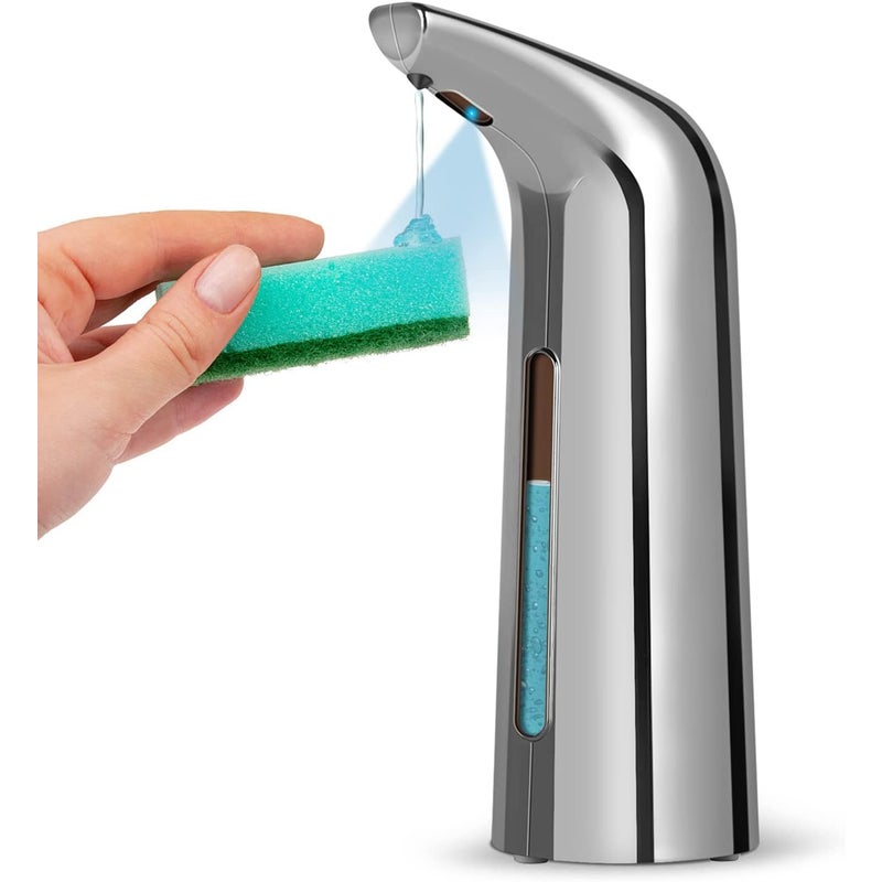 (Srebrny - 400 ml) Automatyczny dozownik mydła, elektryczny dozownik mydła z czujnikiem, wodoodporny dozownik mydła IPX6, odpowiedni do kuchni i łazie