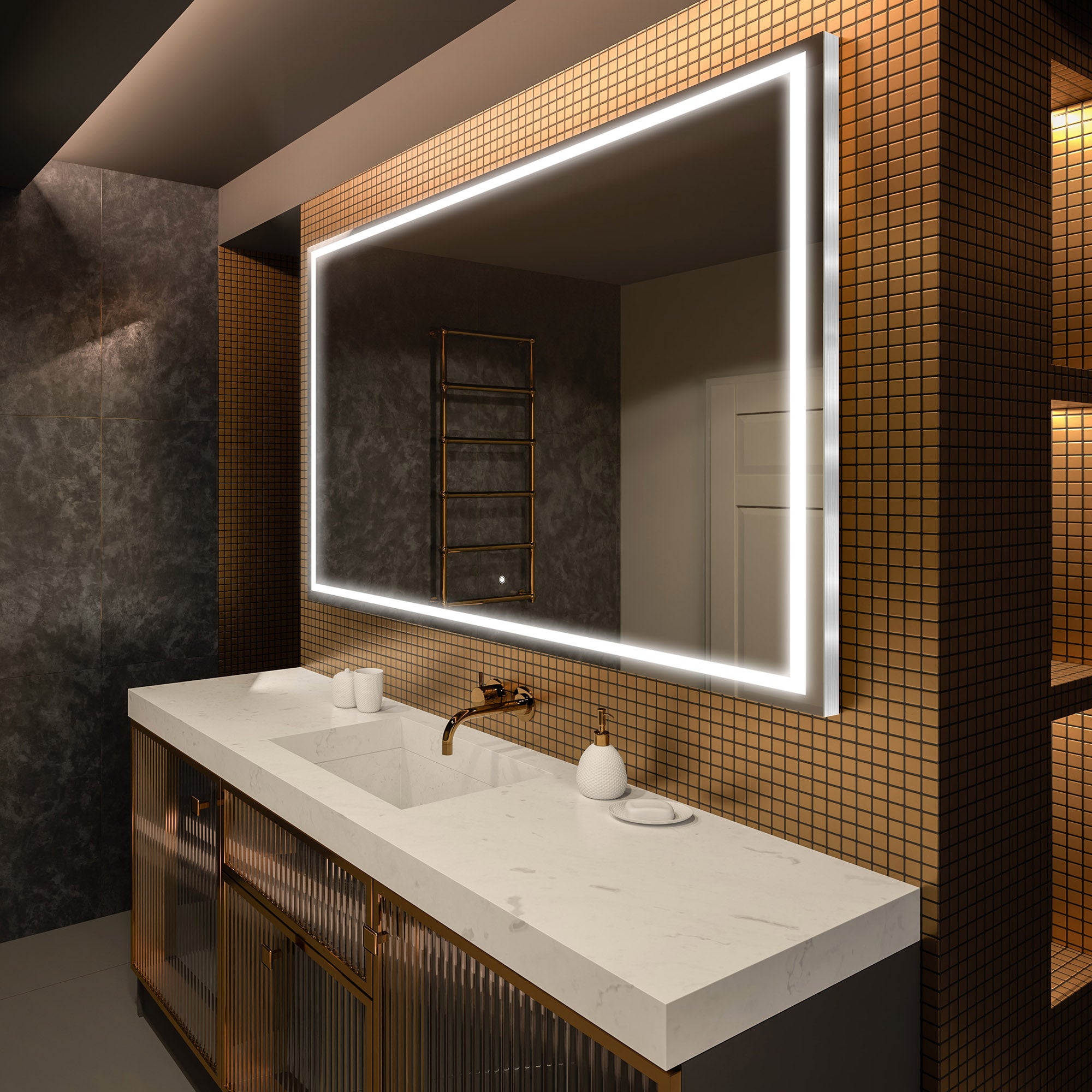 Lustro Premium z podświetleniem LED do łazienki (120x70cm) Lustro podświetlane LED z podświetleniem dotykowym