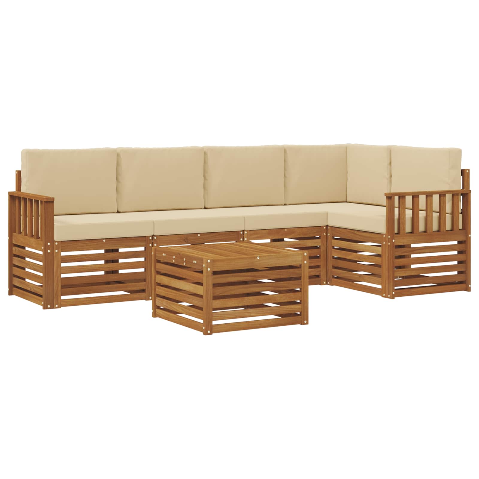 Zestaw sofy narożnej z poduszką 6 pcs Naturalny i Beżowy
