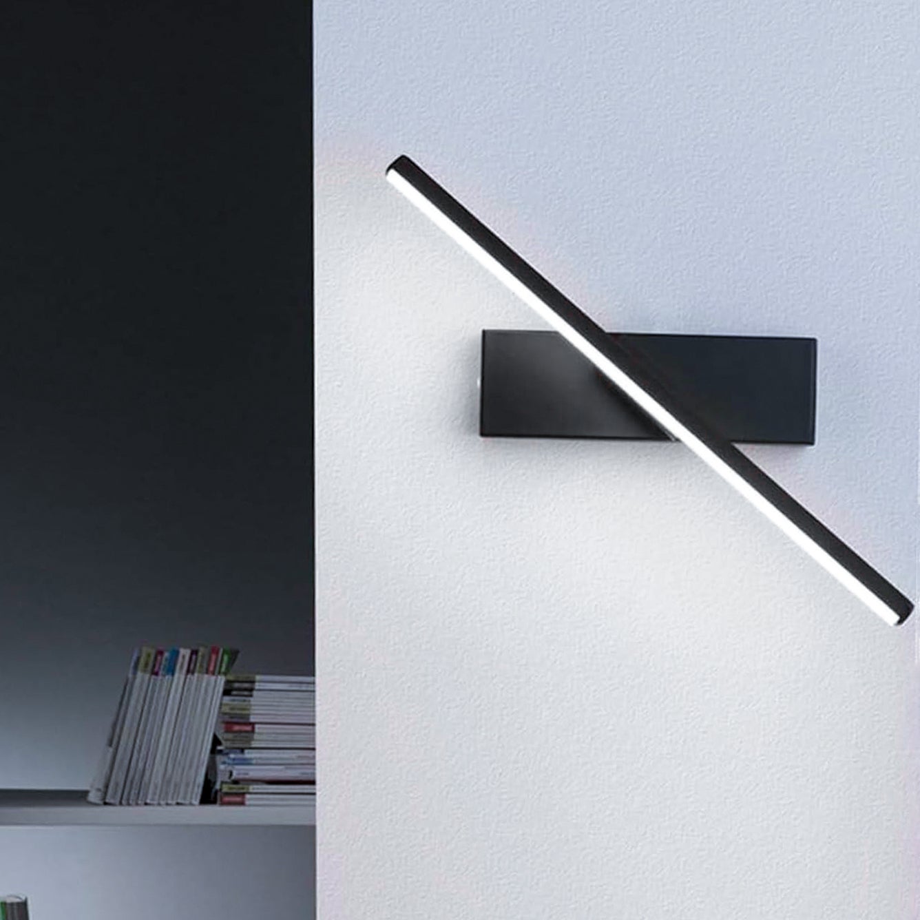 Lampa ścienna LED 30 cm, lampa łazienkowa, oświetlenie lustra, lampka nocna z regulowanym kątem, światło białe 6000 K, czarna.