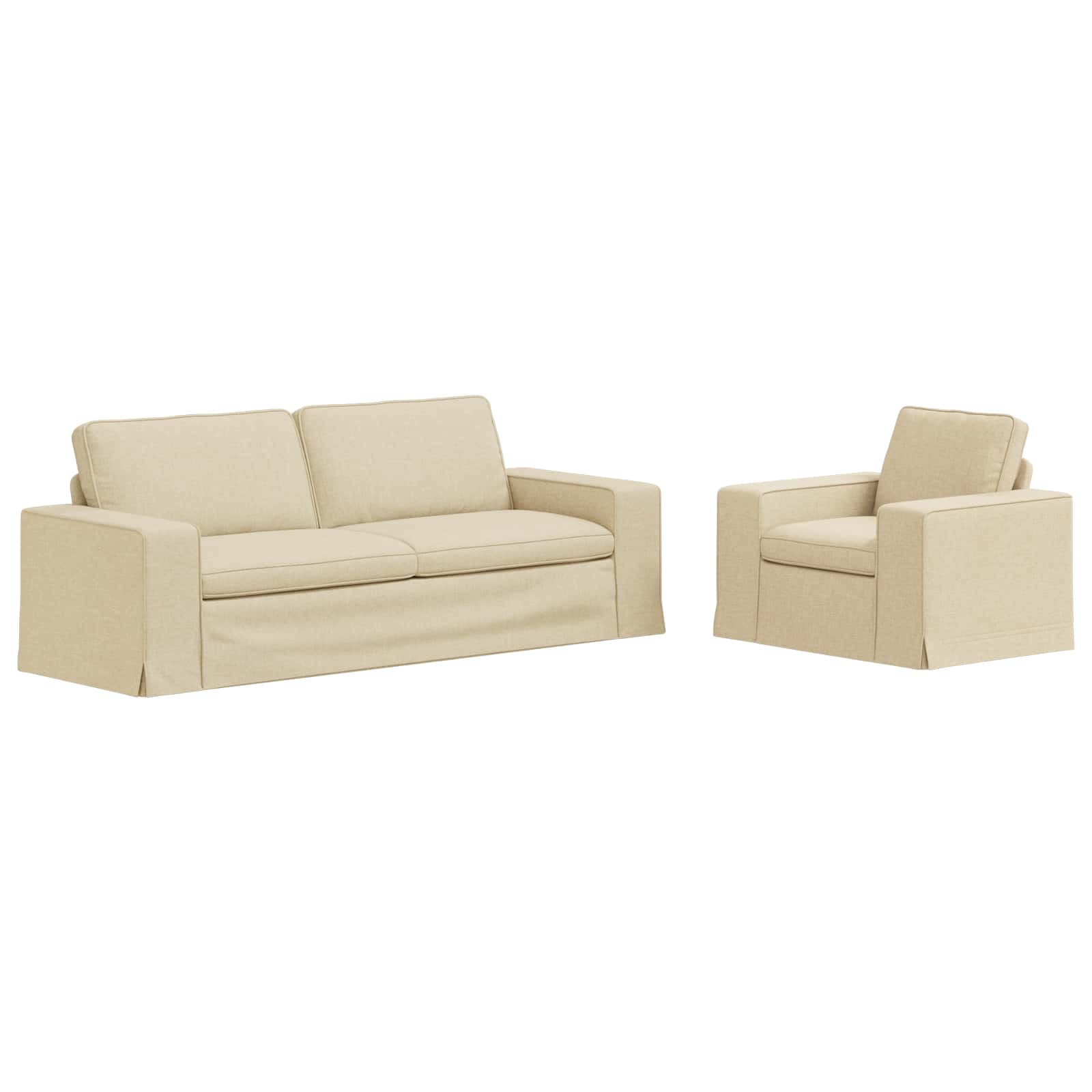 Zestaw Sof 2 pcs Kremowy 222 x 80 x 82 cm tkanina