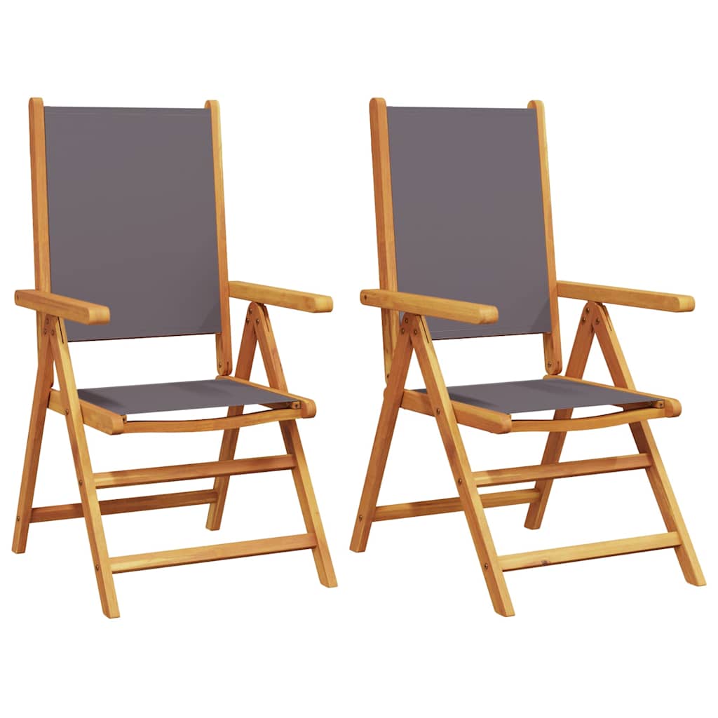 2x Krzesło Ogrodowe Drewniane Składane Brązowe z Tkaniną